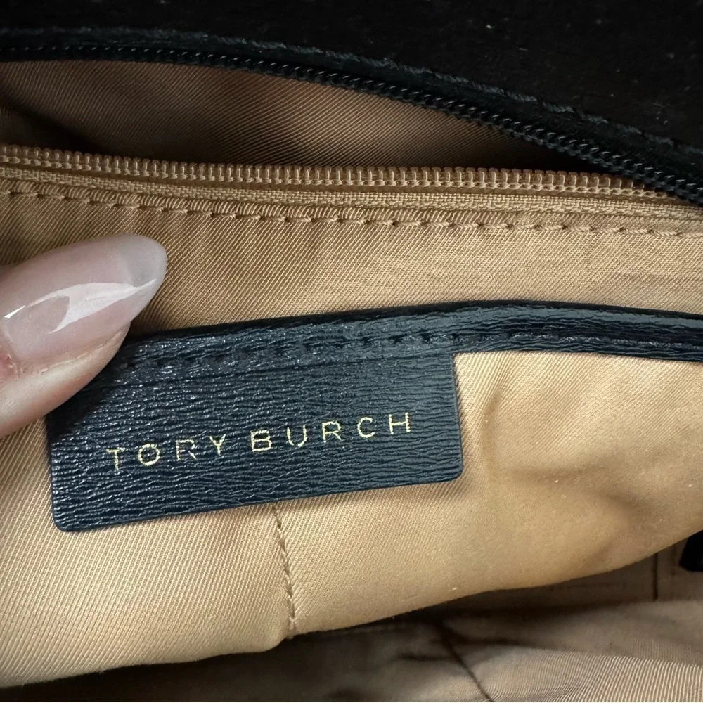 Tory Burch Parker Tote Black Saffiano Leather Structured